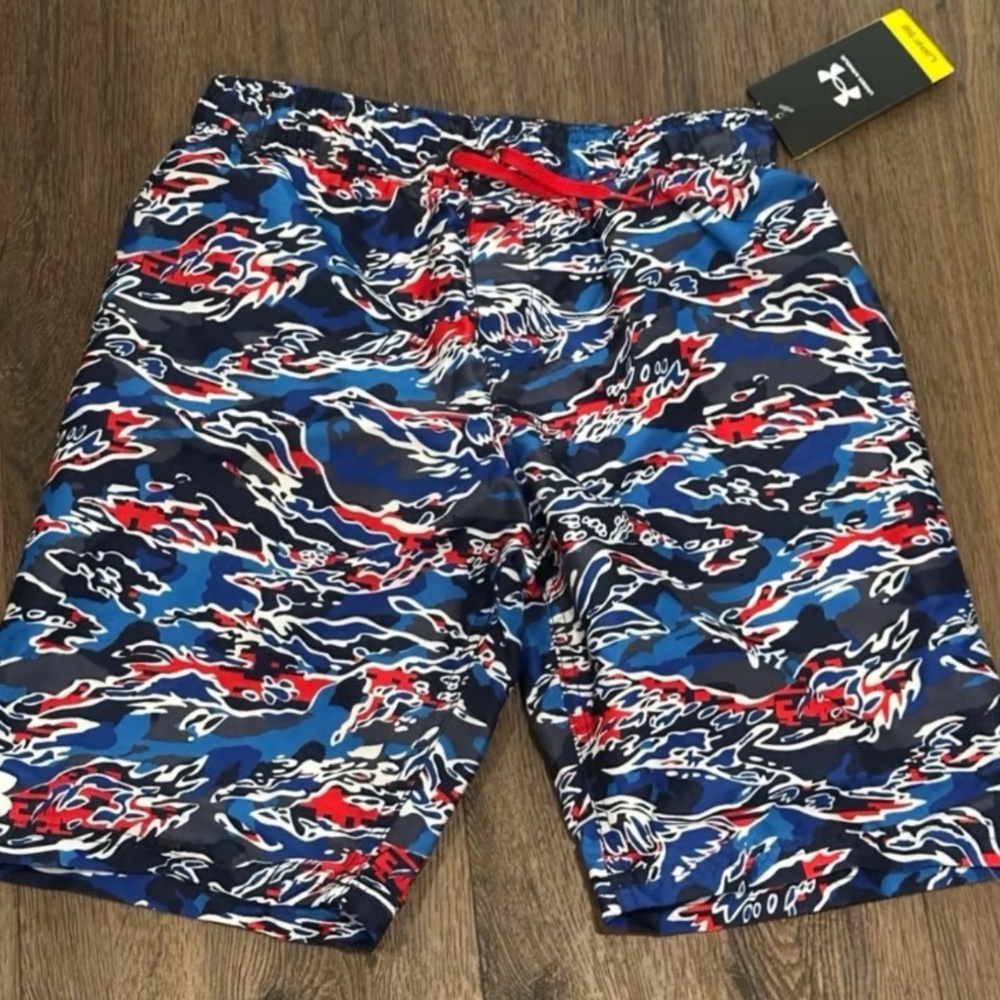 Boys Under Armour Swim Trunks Shorts Youth Large NEW